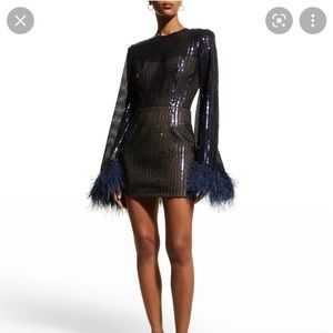 Bronx and banco Joker Feather-Cuff Sequin Mini Dress size M NWT